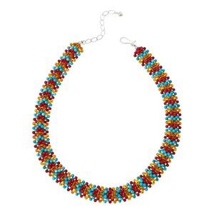 Jay King Sterling Silver Angel Peak Turquoise, Coral & Amber Woven Bead Necklace